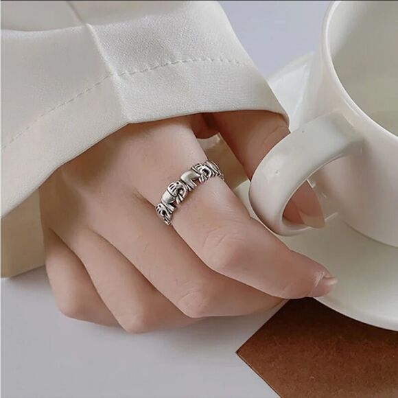 The Elephant Adjustable silver ring in 925 silver - Picture 3 of 4